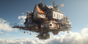 Photorealistic Flying House