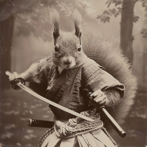 Vintage Squirrel Samurai